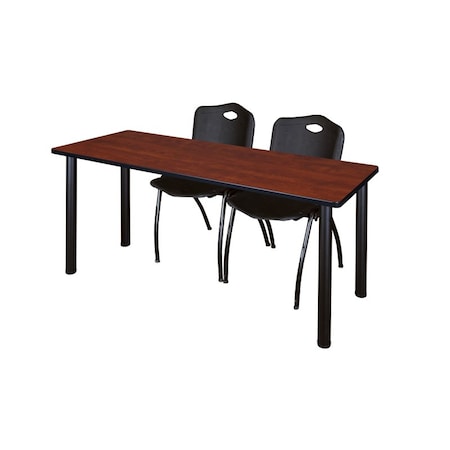 Kee Rectangle Tables > Training Tables > Kee Table & Chair Sets, 66 W, 24 L, 29 H, Cherry MT6624CHBPBK47BK